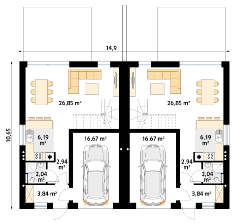 Rzut parteru projektu domu Bali