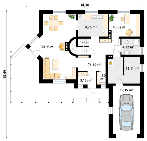 Rzut parteru projektu domu Batuta 2