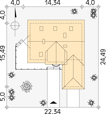 Usytuowanie na działce projektu domu Batuta 2 - wizualizacja usytuowania