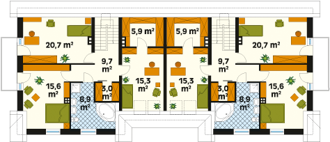 Rzut parteru projektu domu Fagot
