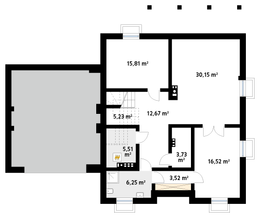 Rzut parteru projektu domu Feria dr-B