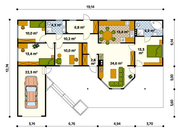 Rzut parteru projektu domu Fraza dr-S