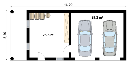 Rzut parteru projektu domu Garaż G15