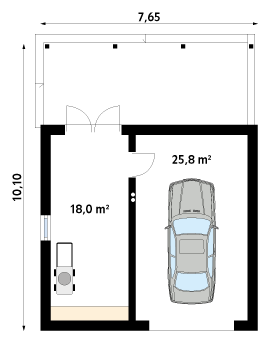 Rzut parteru projektu domu Garaż G9