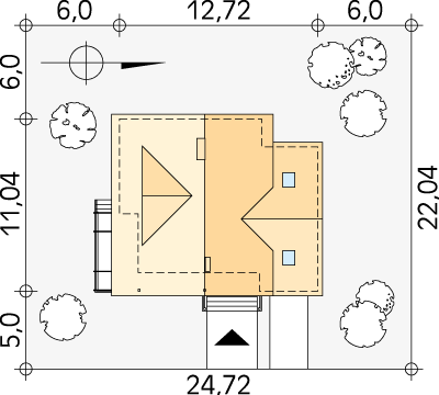 Usytuowanie na działce projektu domu Grab dr-C - wizualizacja usytuowania