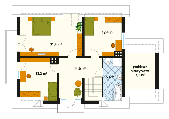 Rzut parteru projektu domu Hiacynt 2