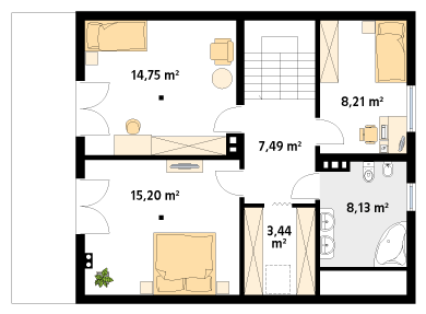 Rzut parteru projektu domu Indygo 2 dr-T