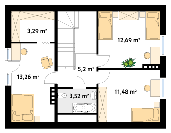 Rzut parteru projektu domu Kawka 5