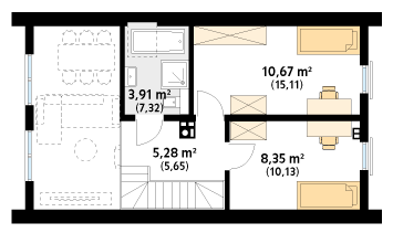 Rzut parteru projektu domu Lisek dr-T