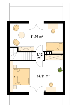 Rzut parteru projektu domu Mikrus 2 dr-S