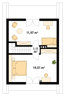 Rzut parteru projektu domu Mikrus 2 dr-T