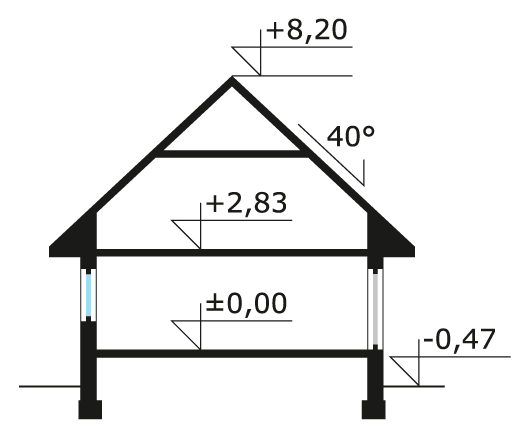 Przekrój projektu Modrzew dr-S - przekrój