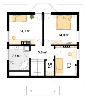 Rzut parteru projektu domu Pliszka 2 dr-S