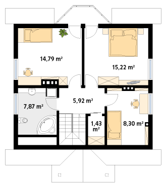 Rzut parteru projektu domu Pliszka 2 dr-T
