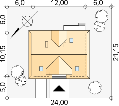 Usytuowanie na działce projektu domu Polka dr-S - wizualizacja usytuowania