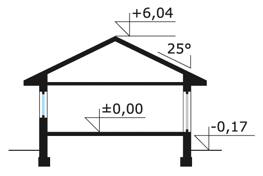 Przekrój projektu Sauna - przekrój