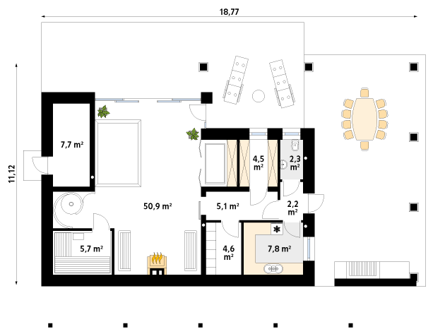 Rzut parteru projektu domu Sauna