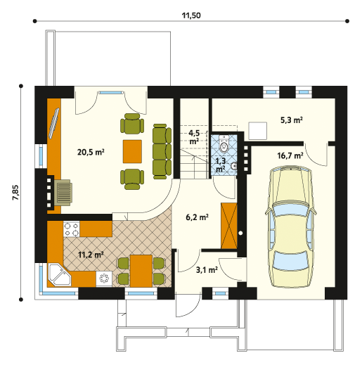 Rzut parteru projektu domu Vigo 2
