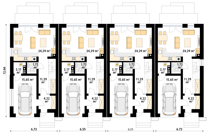 Rzut parteru projektu domu Wiąz