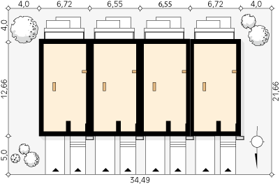 Usytuowanie na działce projektu domu Wiąz - wizualizacja usytuowania
