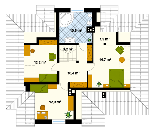 Rzut parteru projektu domu Wiking 2