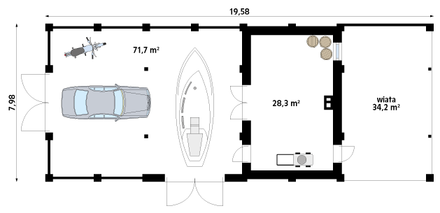 Rzut parteru projektu domu Zmierzch